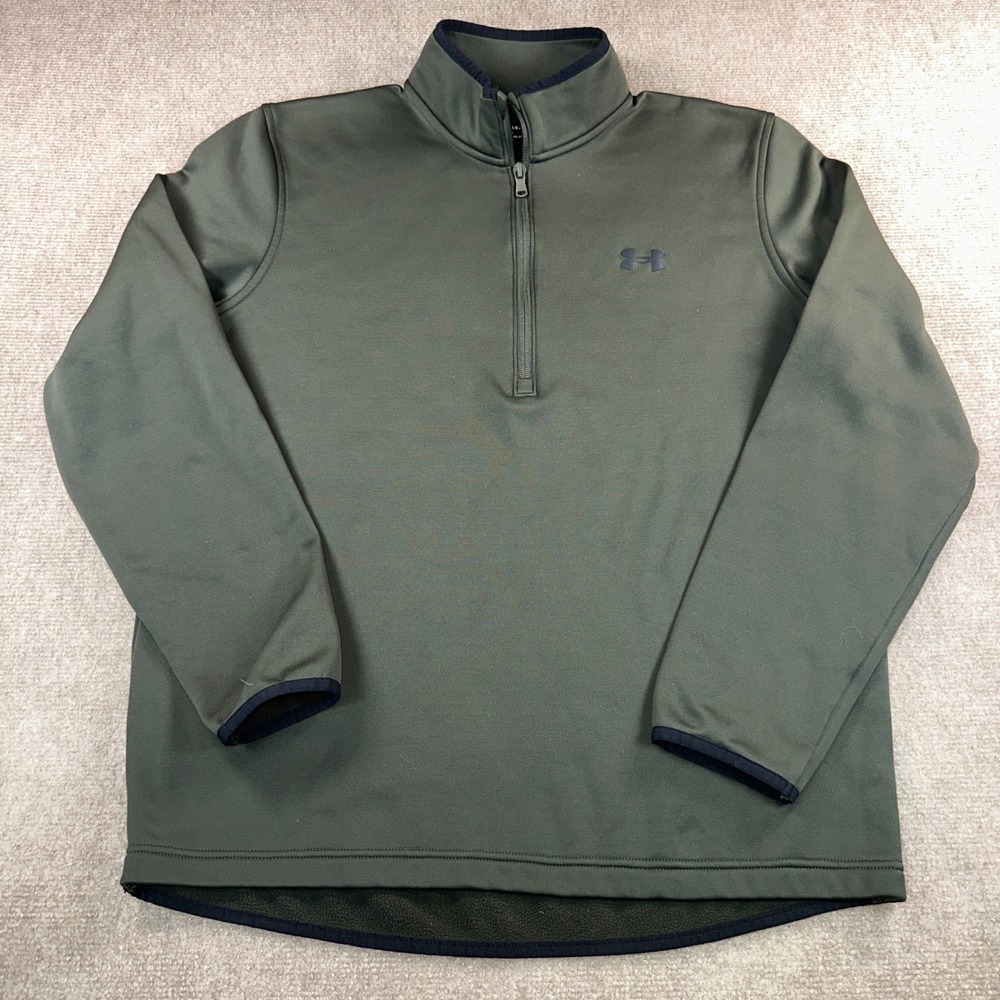 Under Armour ColdGear Mens Large Olive Green Quarter Zip Fleece Pullover 6783